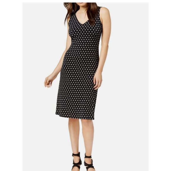 VINCE CAMUTO Women's Black Printed Crisscross-back A-Line Dress medium - Picture 1 of 9